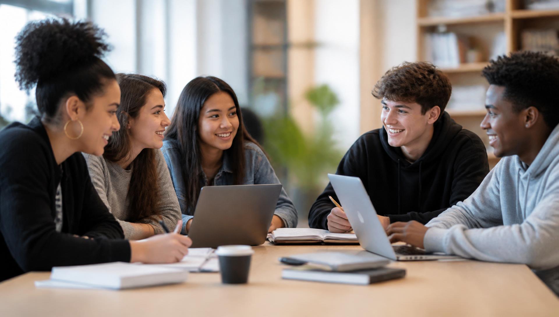 Diverse group of youth collaborating on a path to success